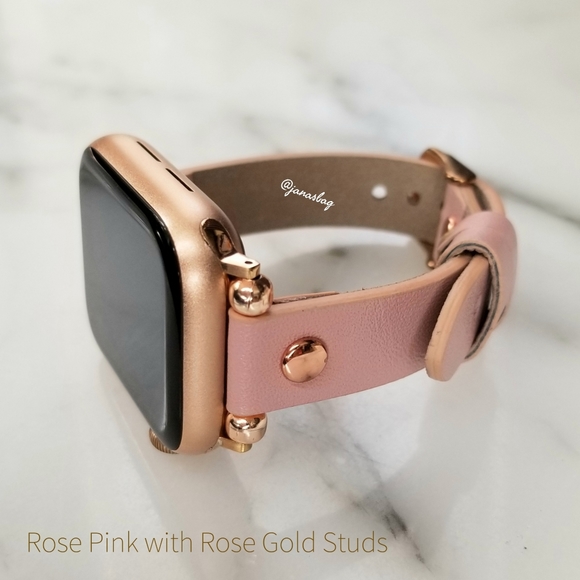 Premium Genuine Leather Apple Watch Band Pink - Picture 7 of 9